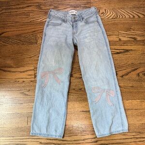 Abercrombie Kids Light Blue Jeans with Pink Bow Details